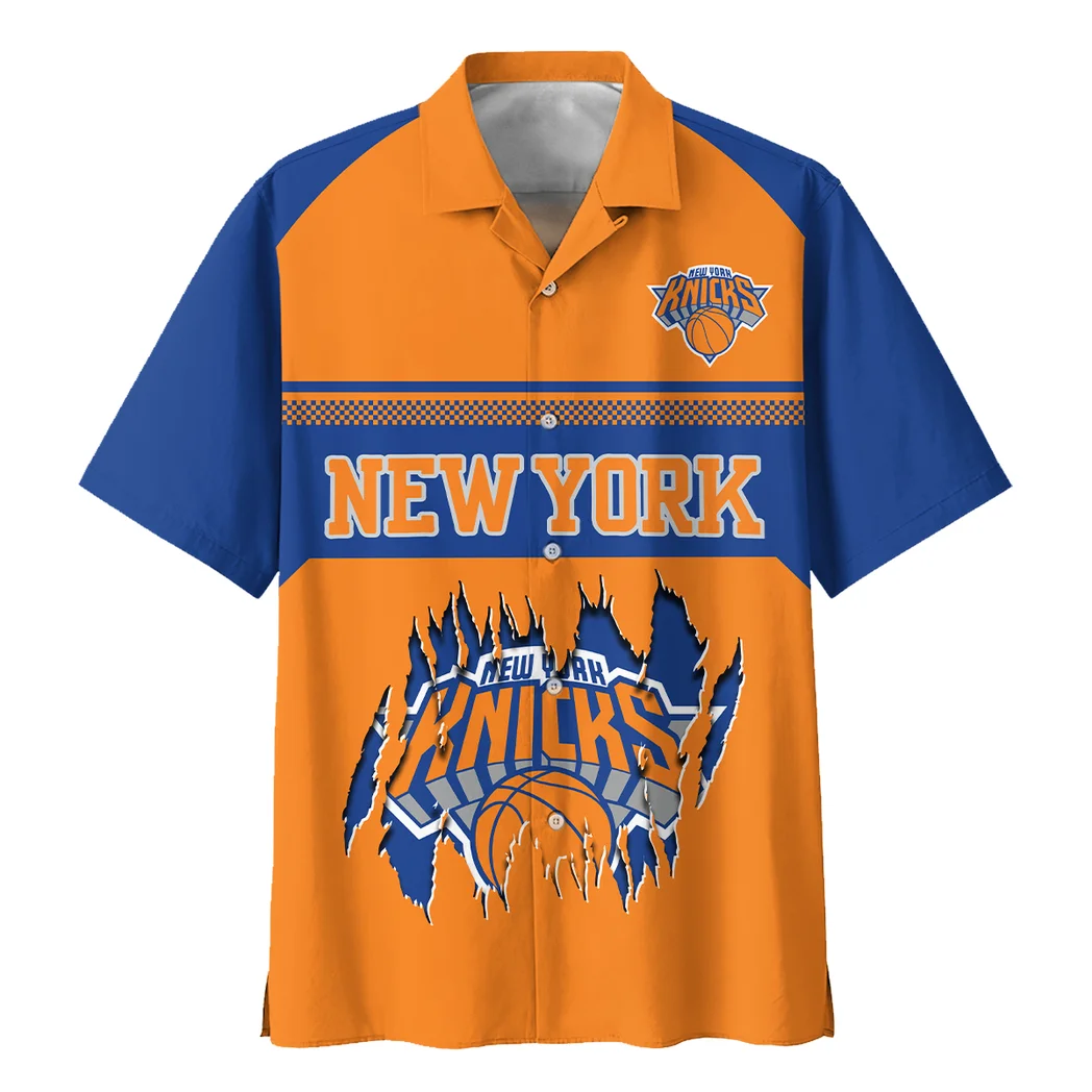New York Knicks Hawaiian Shirt Logo Print, Everyday Spirit Button Shirt HVN1528NYK