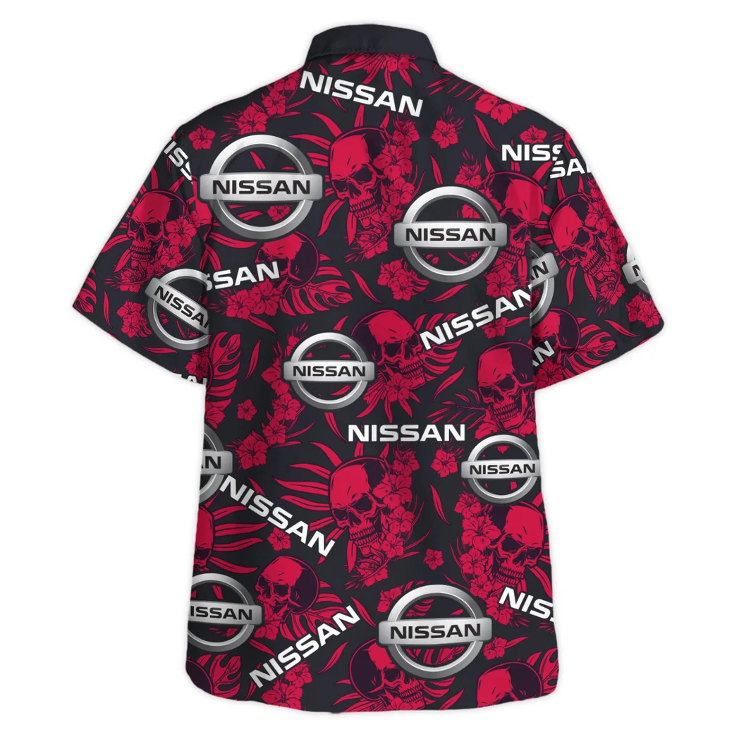 Nissan Hawaiian Shirt Skull Design, Motorsport Vibe Button Shirt HVN1535NI