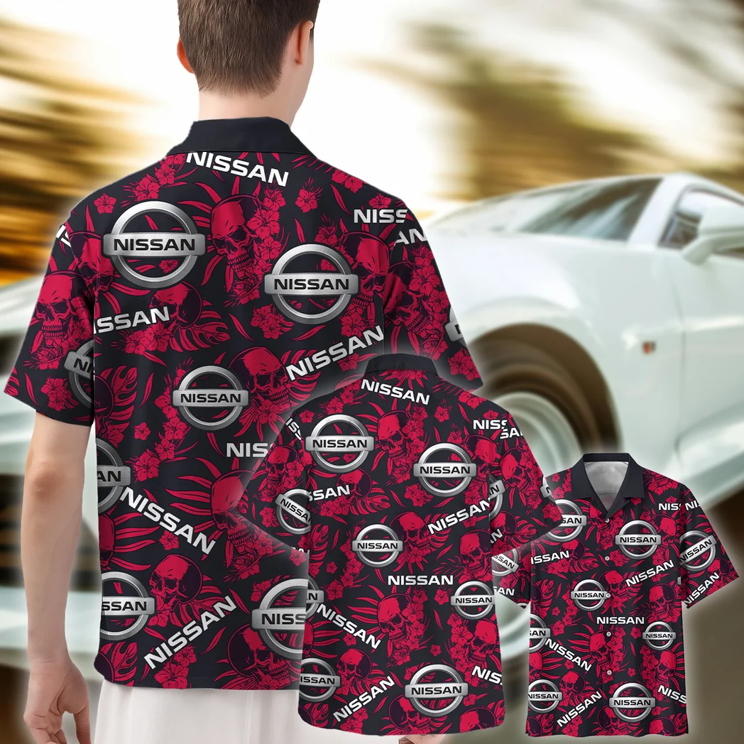Nissan Hawaiian Shirt Skull Design, Motorsport Vibe Button Shirt HVN1535NI