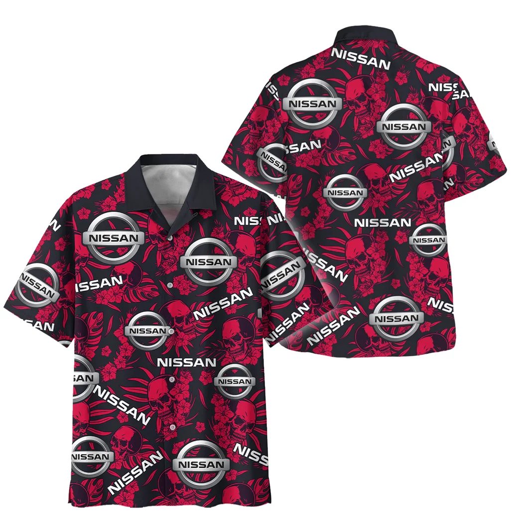 Nissan Hawaiian Shirt Skull Design, Motorsport Vibe Button Shirt HVN1535NI