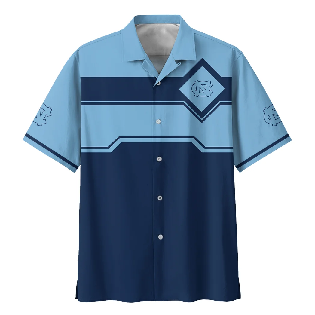North Carolina Tar Heels Hawaiian Shirt Logo Print, Tropical Supporter Button Shirt HVN1469NC