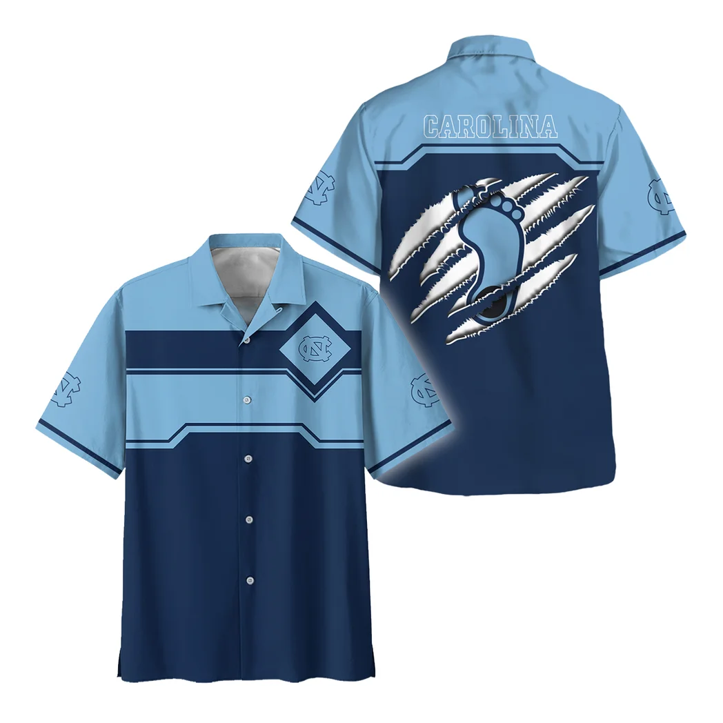 North Carolina Tar Heels Hawaiian Shirt Logo Print, Tropical Supporter Button Shirt HVN1469NC