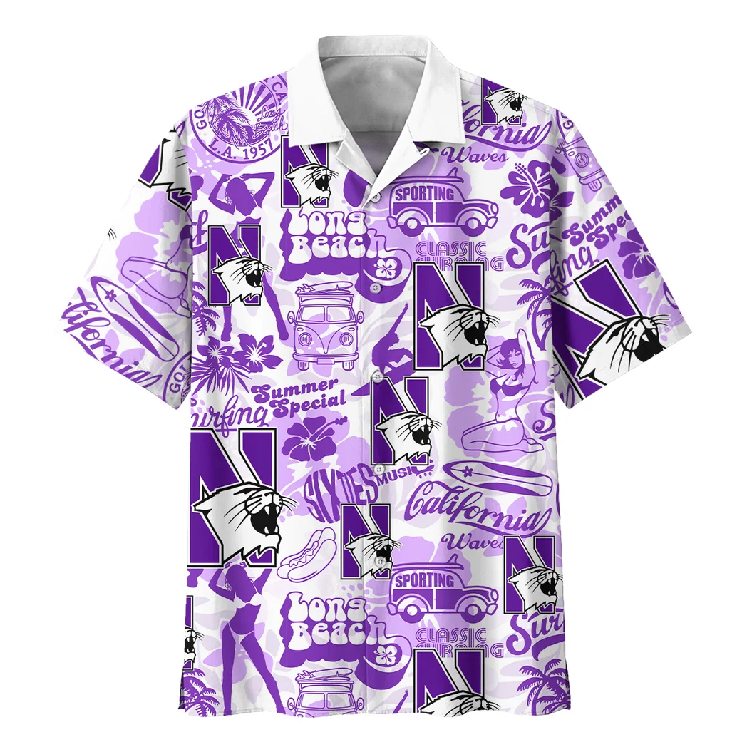 Northwestern Wildcats Hawaiian Shirt Logo Print, Sport Culture Button Shirt HVN1467NW