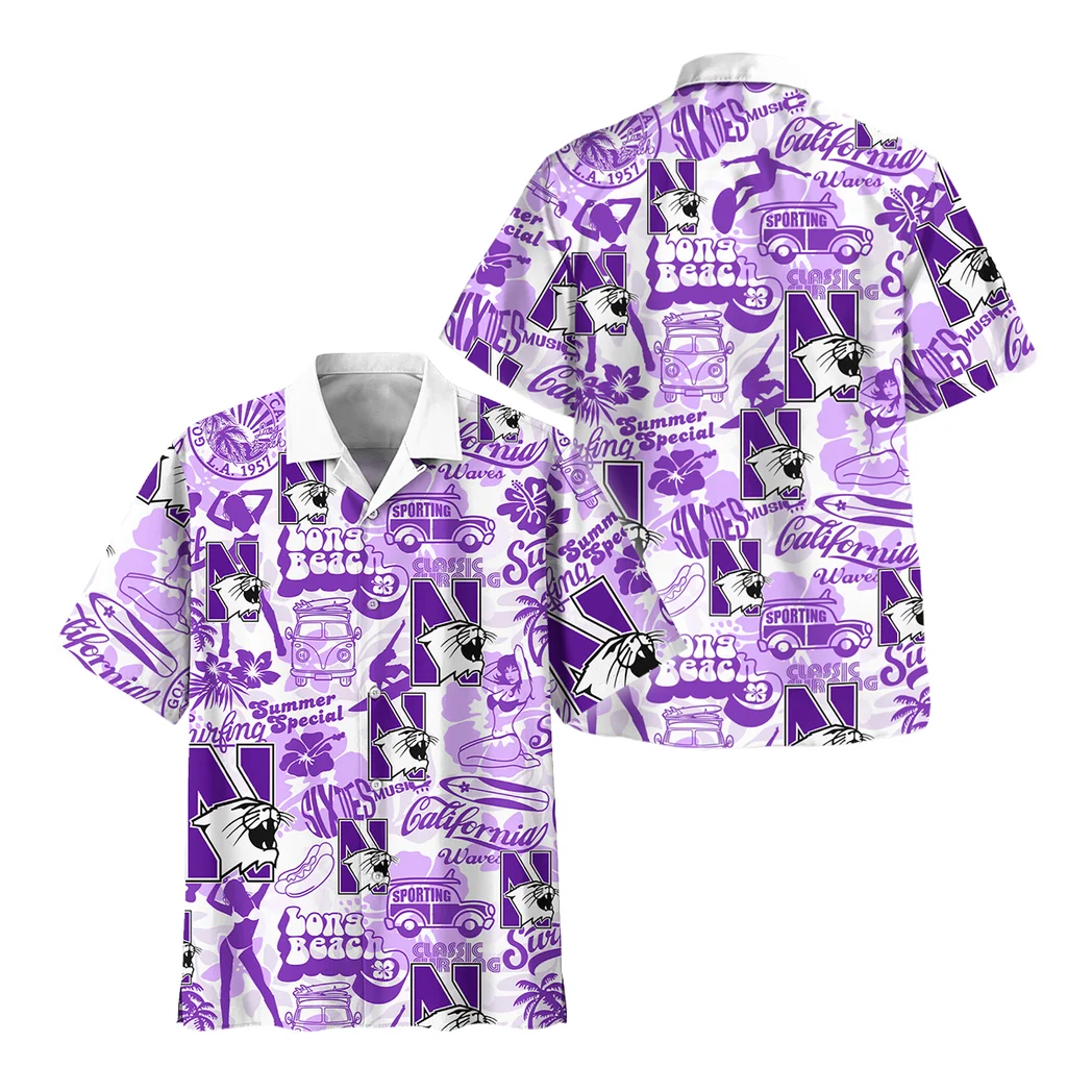 Northwestern Wildcats Hawaiian Shirt Logo Print, Sport Culture Button Shirt HVN1467NW