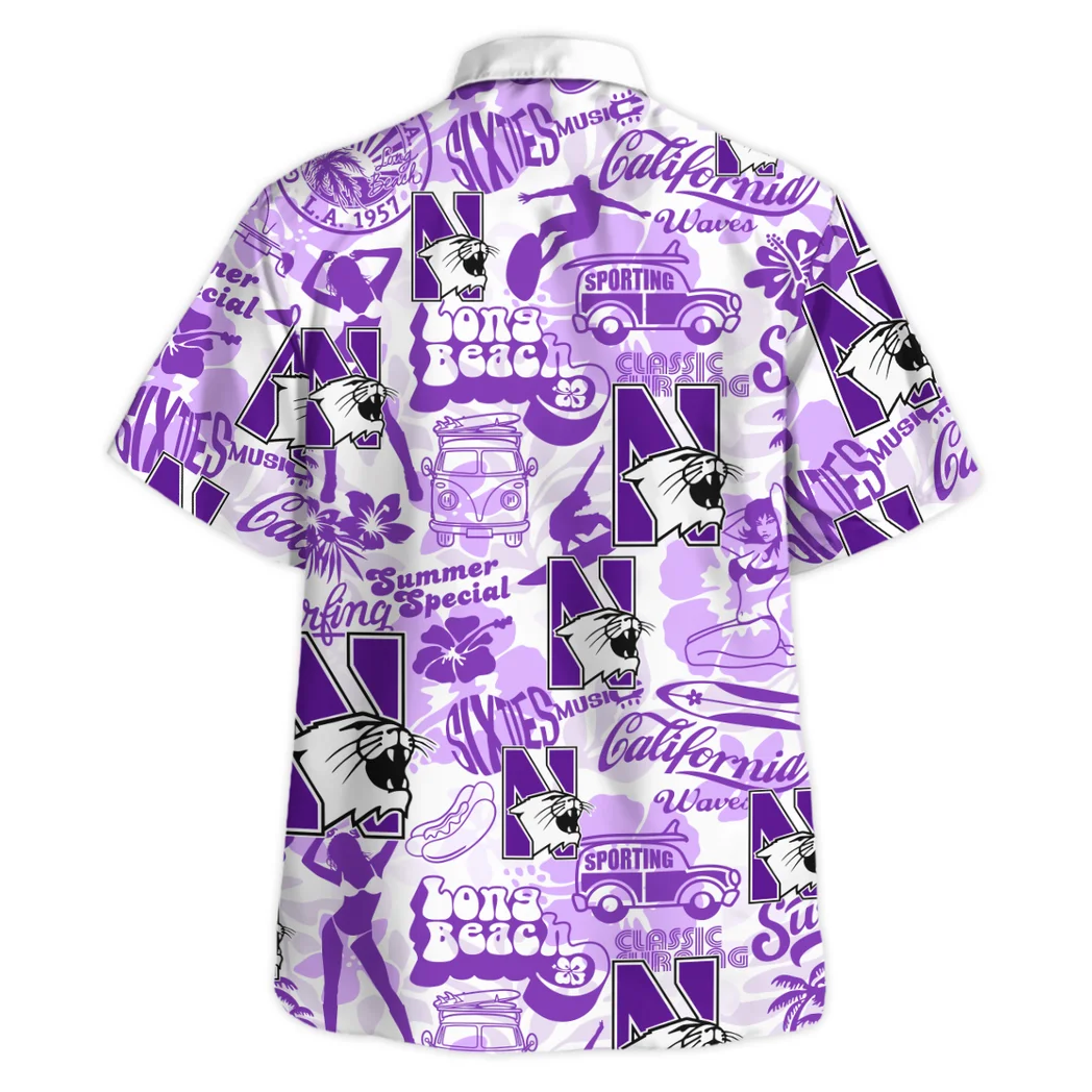 Northwestern Wildcats Hawaiian Shirt Logo Print, Sport Culture Button Shirt HVN1467NW