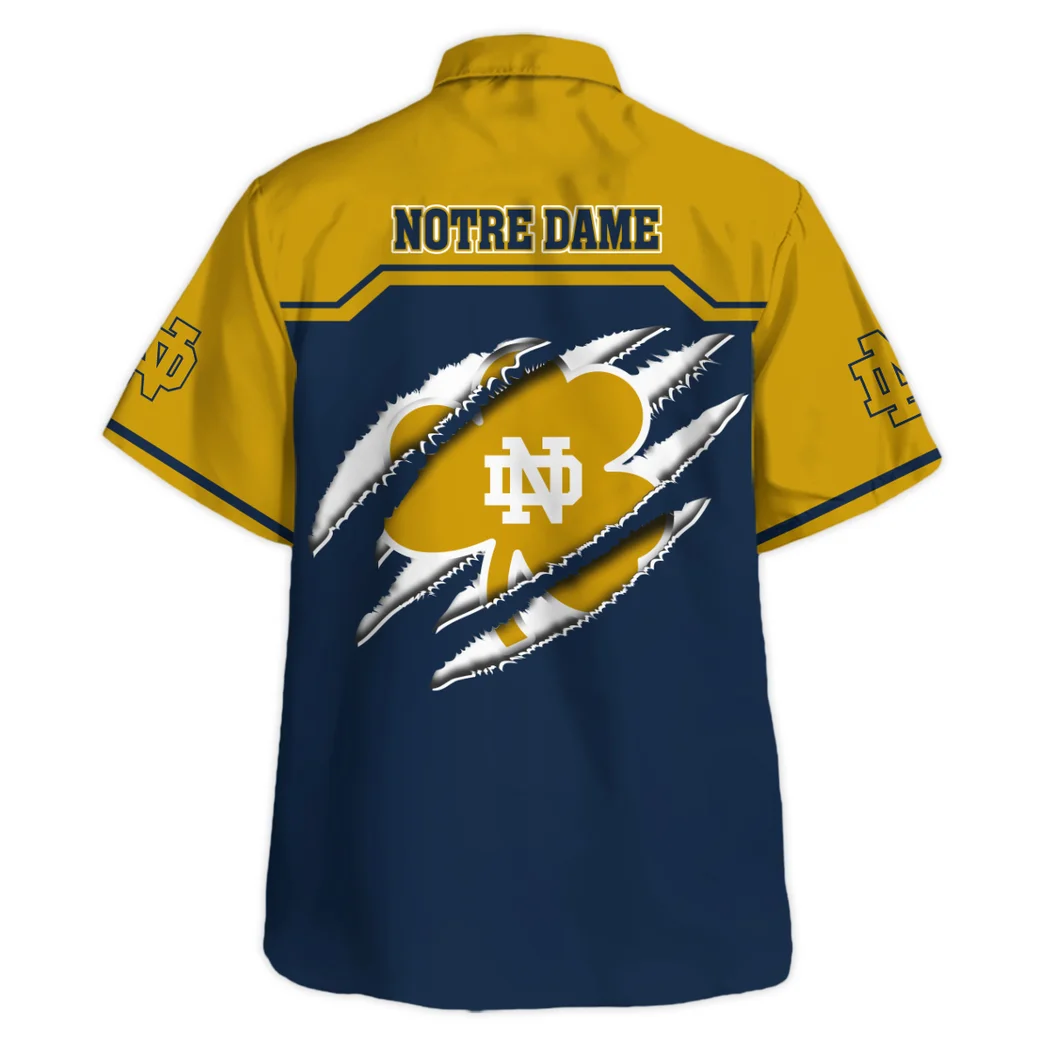 Notre Dame Fighting Irish Hawaiian Shirt Logo Print, Fan Lifestyle Button Shirt HVN1469ND