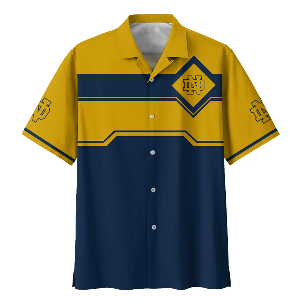 Notre Dame Fighting Irish Hawaiian Shirt Logo Print, Fan Lifestyle Button Shirt HVN1469ND