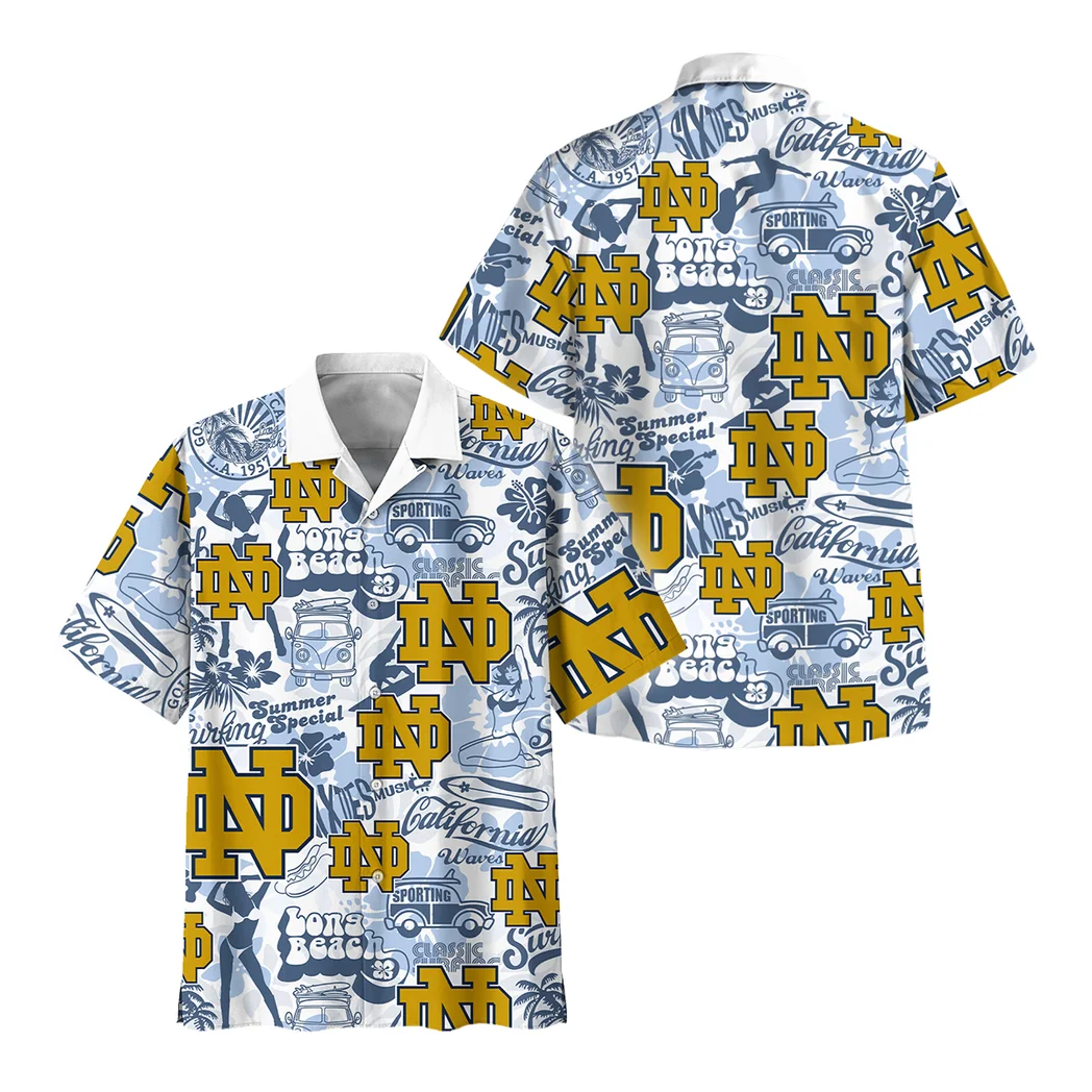 Notre Dame Fighting Irish Hawaiian Shirt Logo Print, Sport Passion Button Shirt HVN1467ND