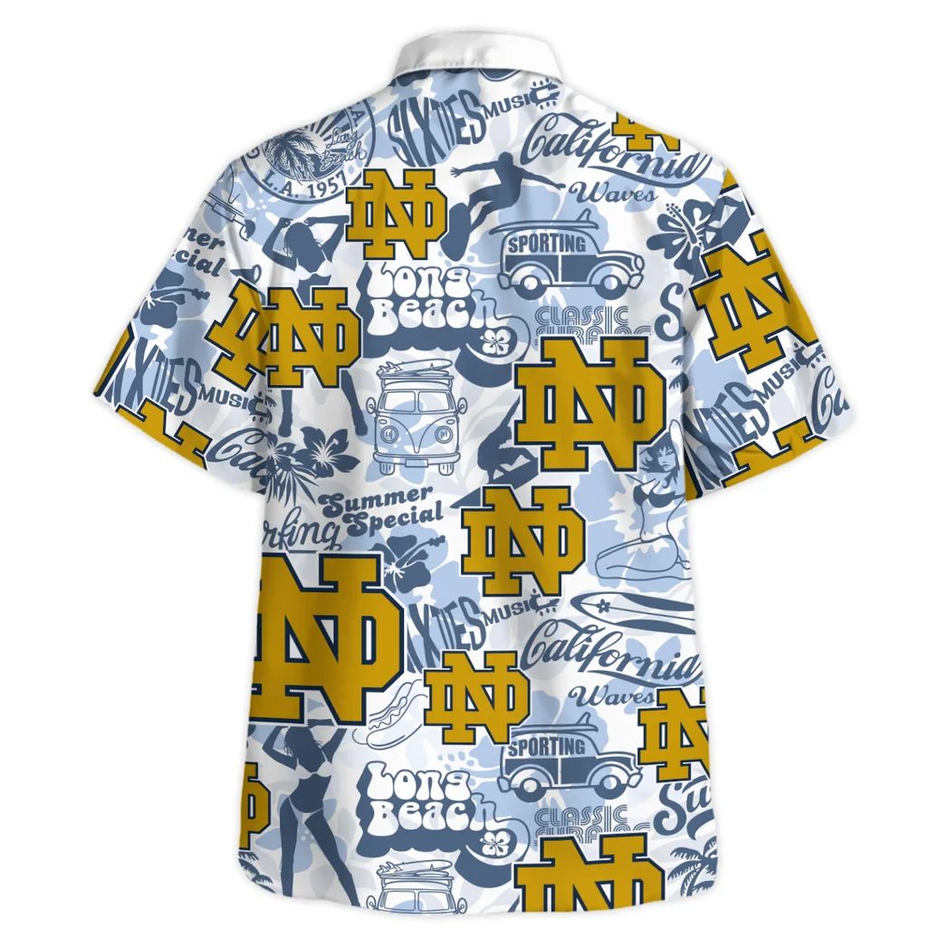 Notre Dame Fighting Irish Hawaiian Shirt Logo Print, Sport Passion Button Shirt HVN1467ND