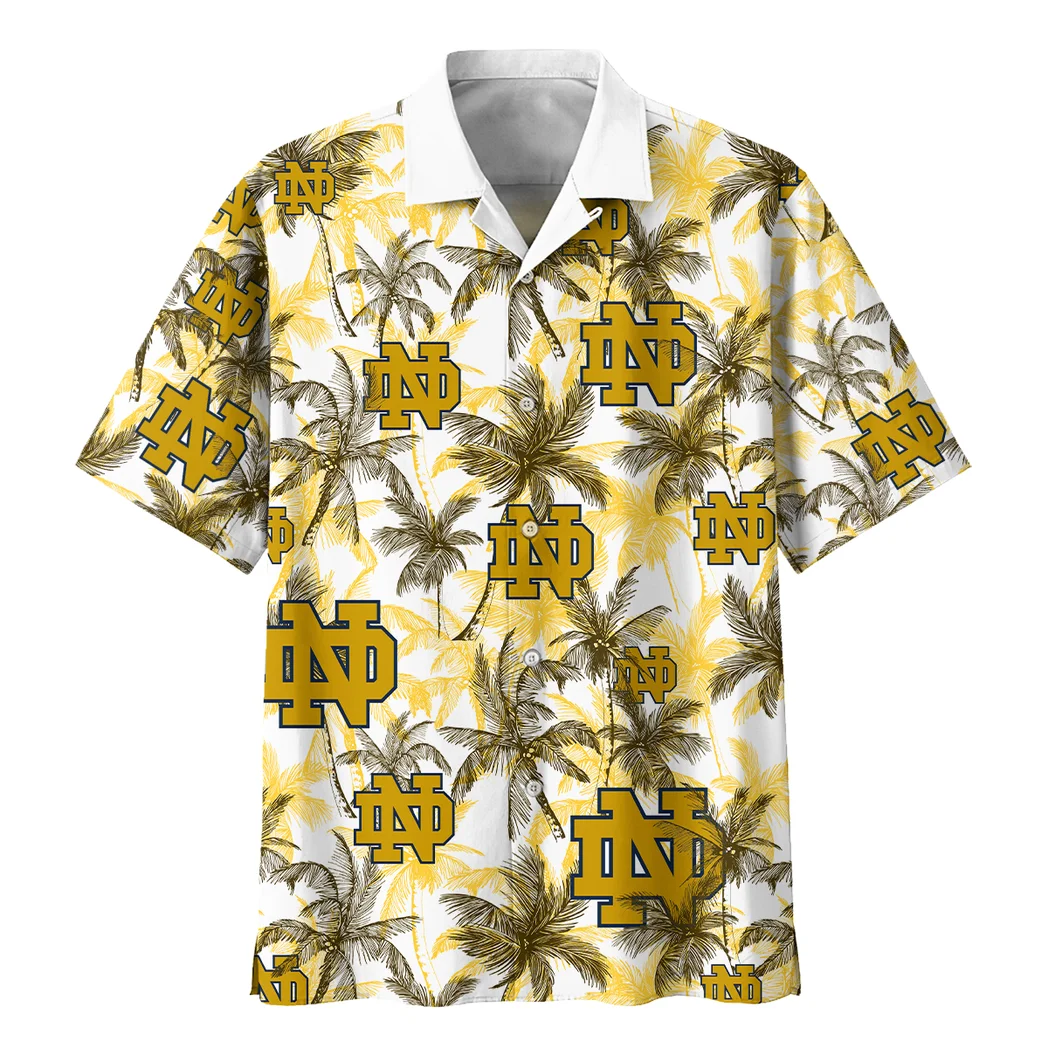 Notre Dame Fighting Irish Hawaiian Shirt Logo Print, Stadium Energy Button Shirt HVN1468ND
