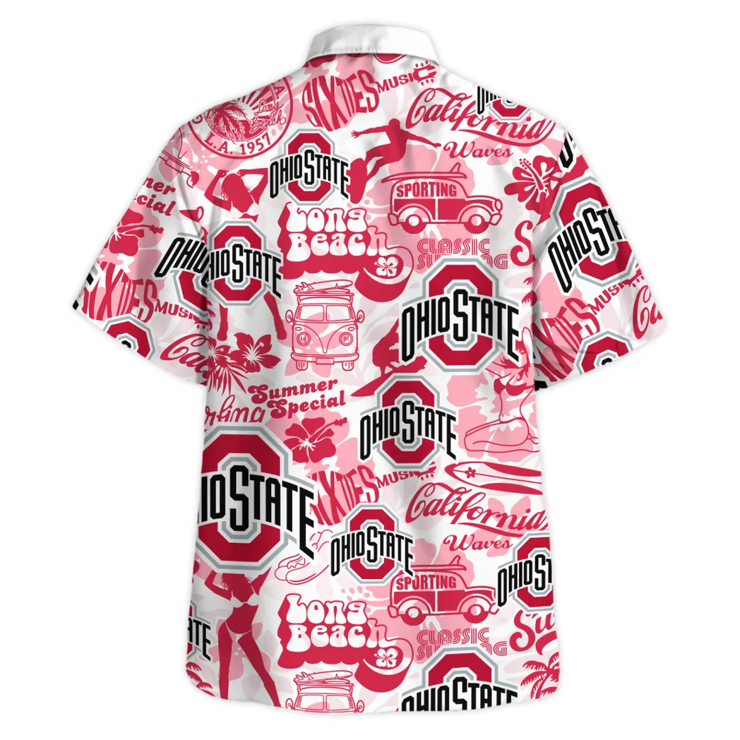 Ohio State Buckeyes Hawaiian Shirt Logo Print, Summer Spirit Button Shirt HVN1467OS
