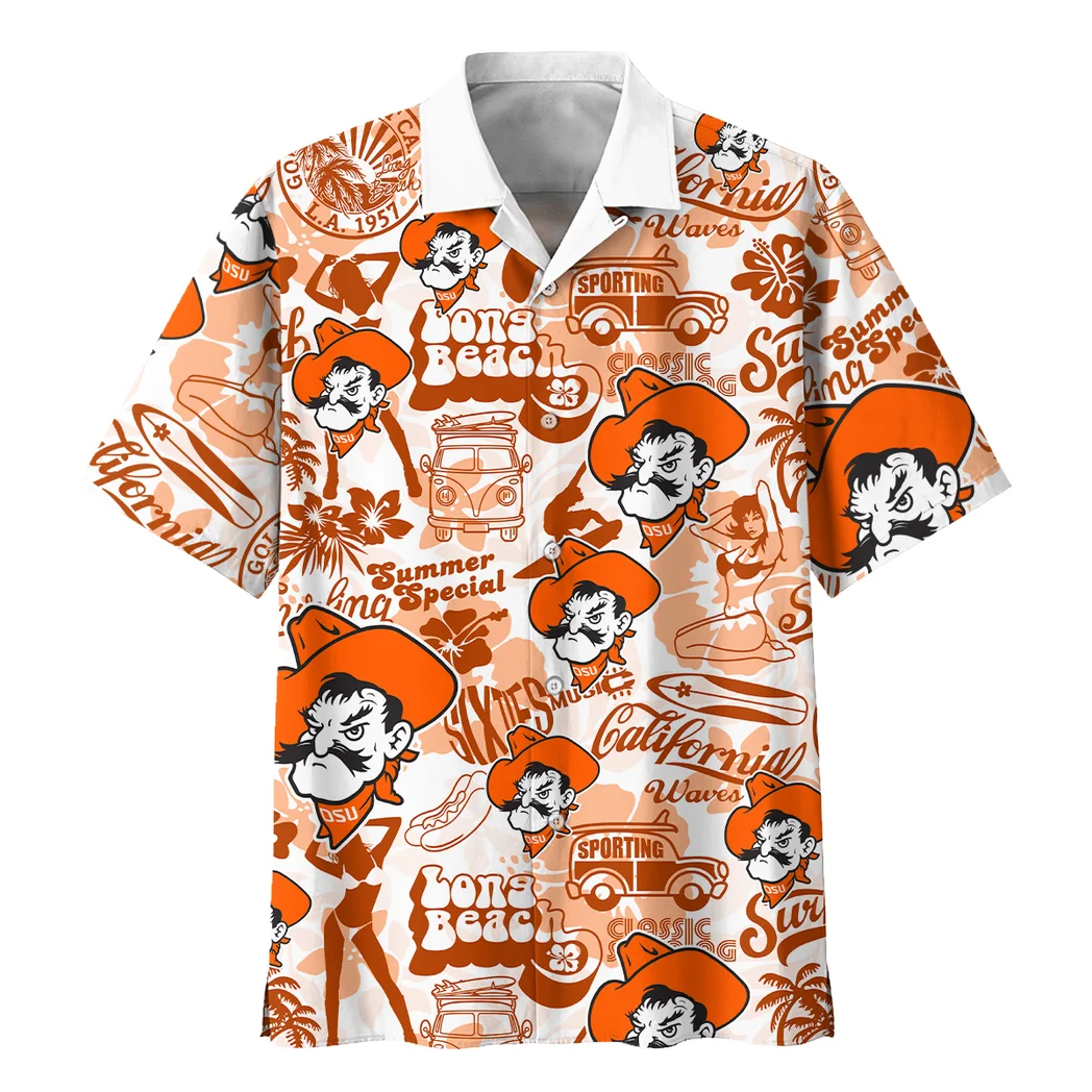 Oklahoma State Cowboys Hawaiian Shirt Logo Print, Tropical Match Day Shirt HVN1467OS