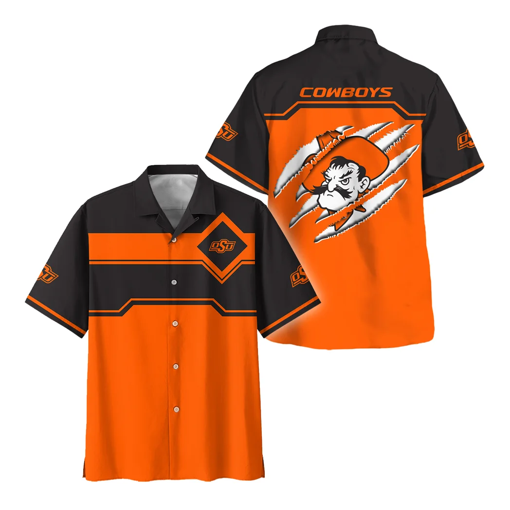 Oklahoma State Cowboys Hawaiian Shirt Logo Print, Victory Spirit Button Shirt HVN1469OS