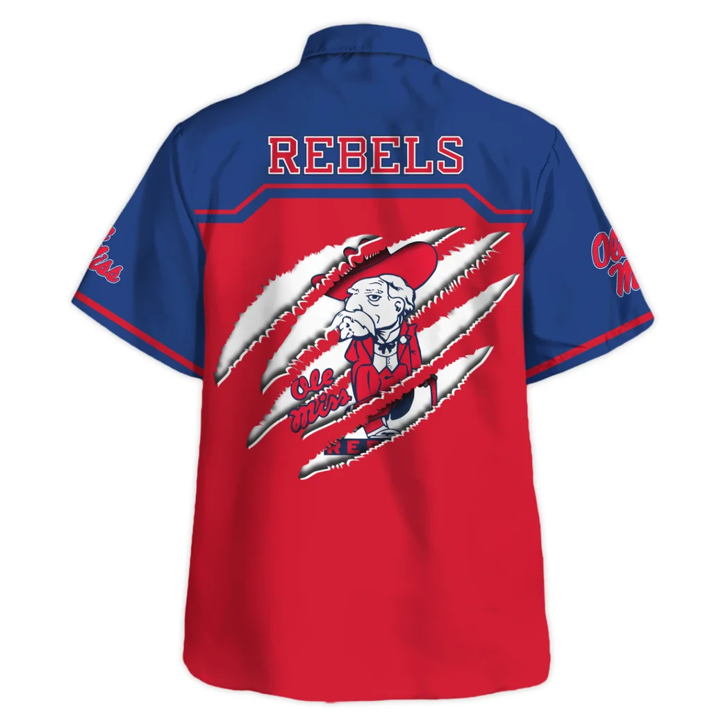 Ole Miss Rebels Hawaiian Shirt Logo Print, Fan Vibe Button Shirt HVN1469OM
