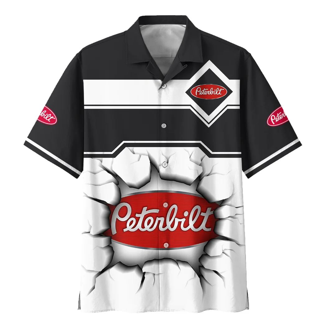 Peterbilt Hawaiian Shirt, Chrome Wave Button Shirt HVN1400PE