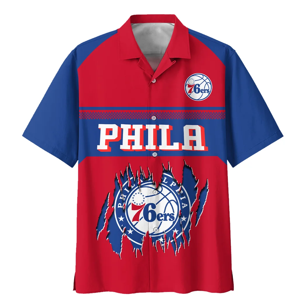 Philadelphia 76ers Hawaiian Shirt Logo Print, Victory Vibe Button Shirt HVN1528PH