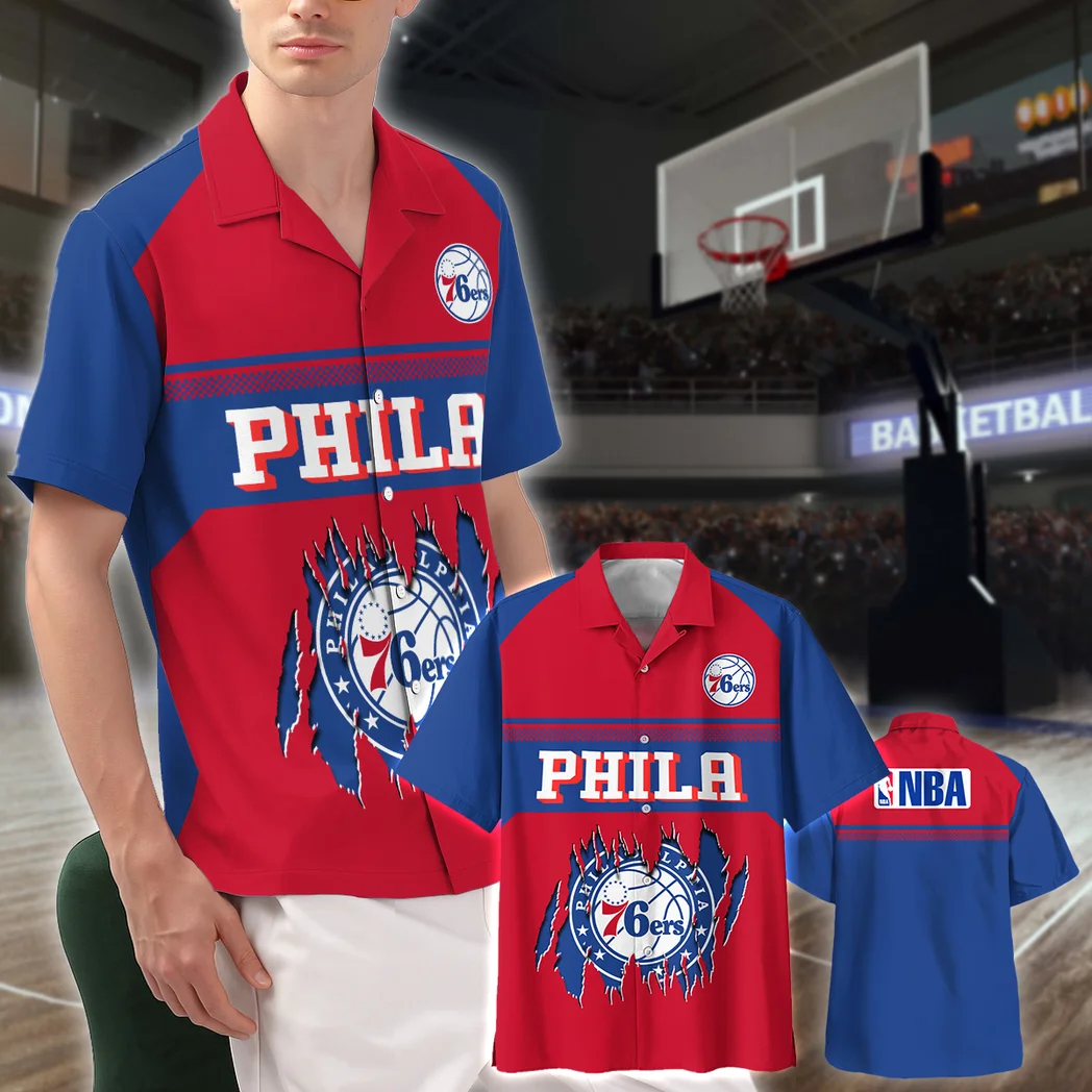 Philadelphia 76ers Hawaiian Shirt Logo Print, Victory Vibe Button Shirt HVN1528PH