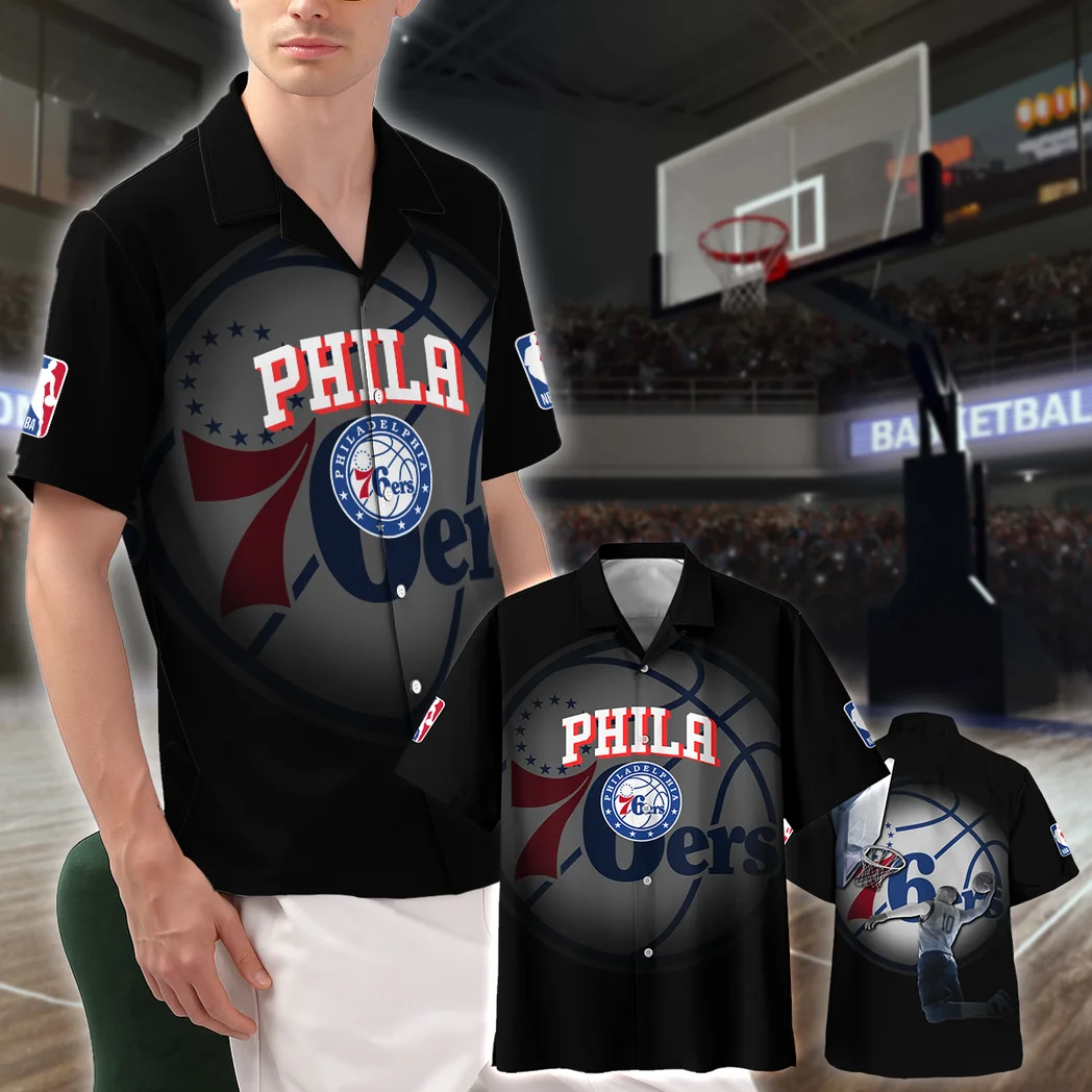 Philadelphia 76ers Hawaiian Shirt, Stadium Energy Button Shirt HVN1529PH