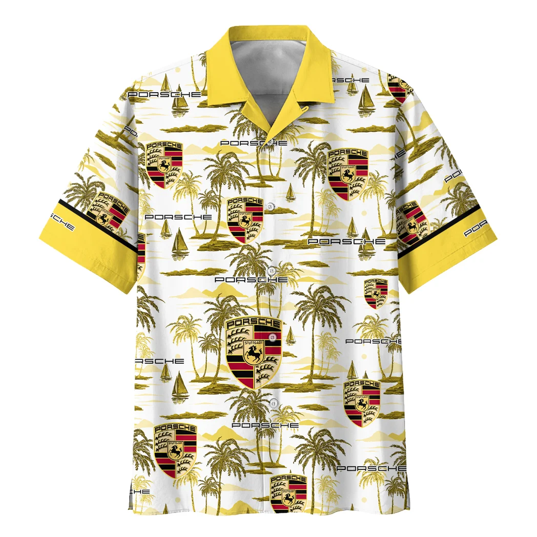 Porsche Hawaiian Shirt Exclusive Logo, Bold Driver Button Shirt HVN1534PO
