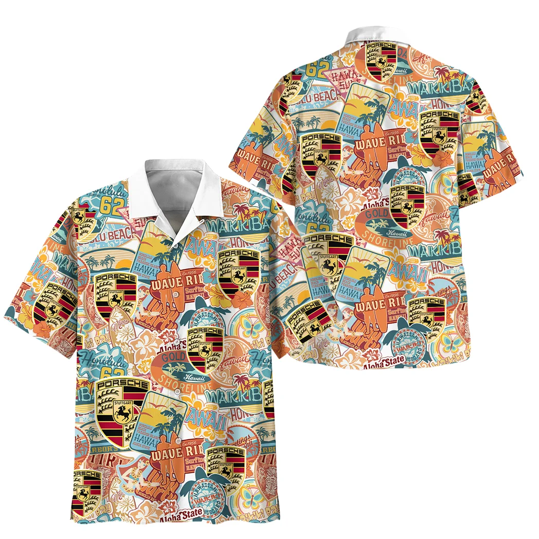 Porsche Hawaiian Shirt Exclusive Logo, Performance Gear Button Shirt HVN1539PO