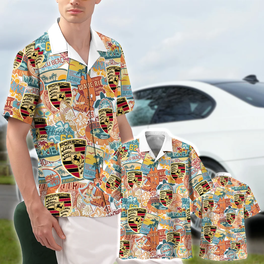 Porsche Hawaiian Shirt Exclusive Logo, Performance Gear Button Shirt HVN1539PO