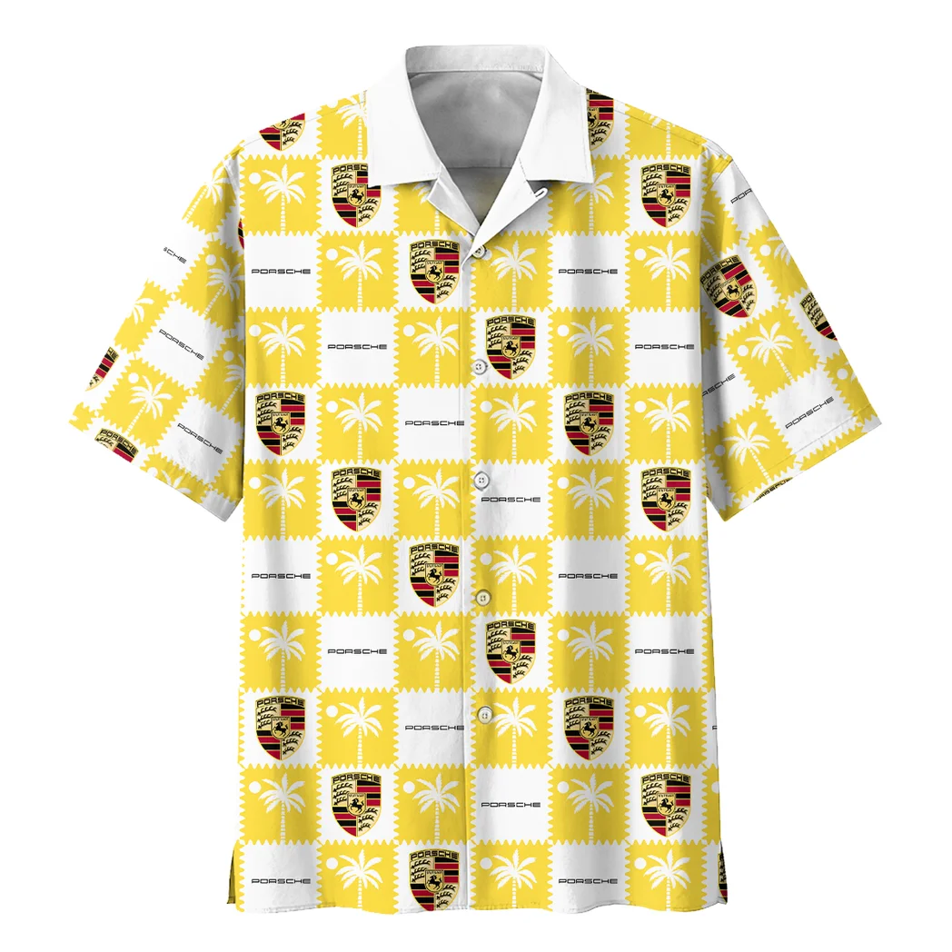 Porsche Hawaiian Shirt Logo Exclusive, Highway Cruise Button Shirt HVN1540PO