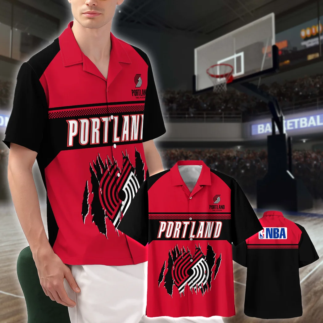 Portland Trail Blazers Hawaiian Shirt Logo Print, Everyday Fan Button Shirt HVN1528PTB