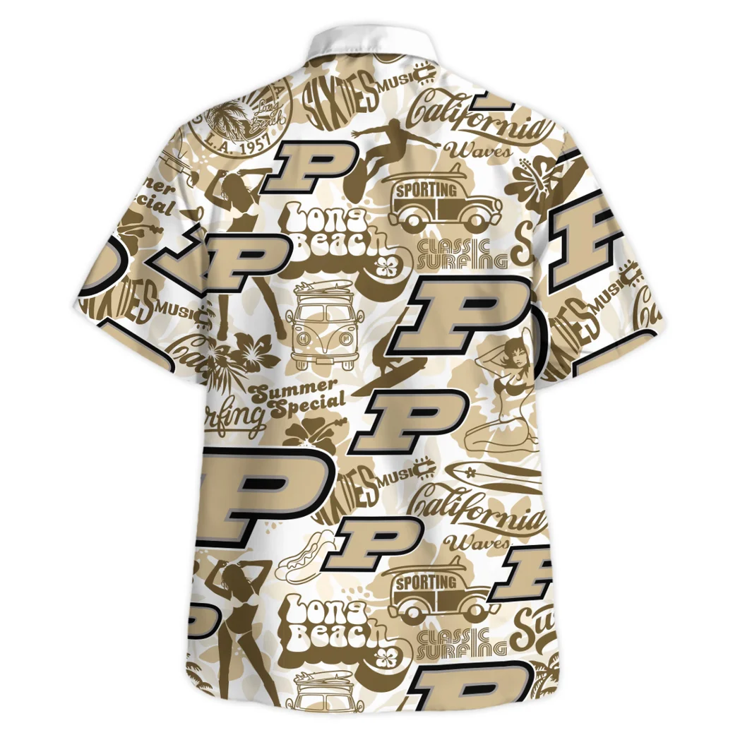 Purdue Boilermakers Hawaiian Shirt Logo Print, Match Day Button Shirt HVN1467PB