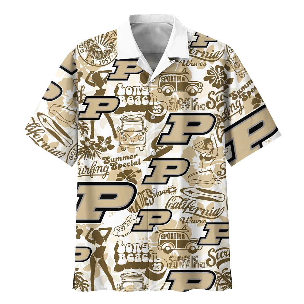 Purdue Boilermakers Hawaiian Shirt Logo Print, Match Day Button Shirt HVN1467PB