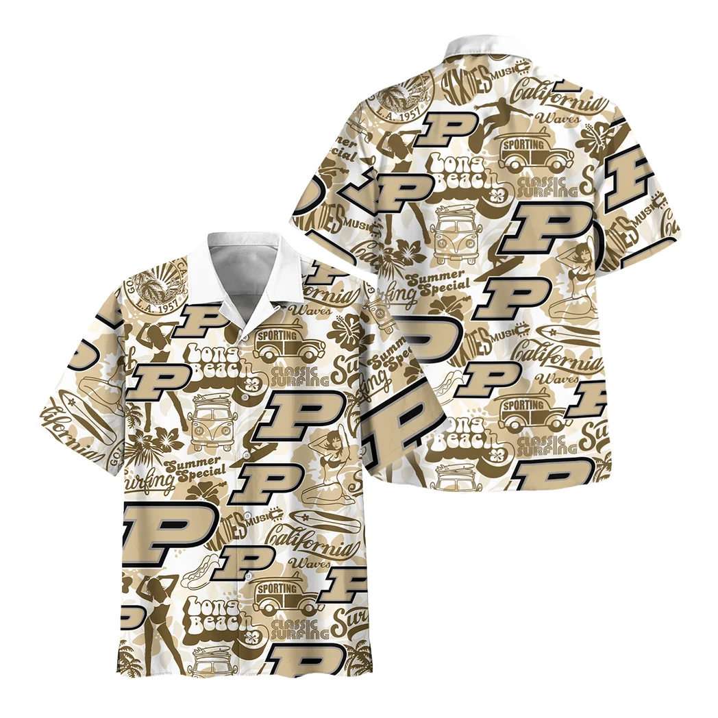 Purdue Boilermakers Hawaiian Shirt Logo Print, Match Day Button Shirt HVN1467PB