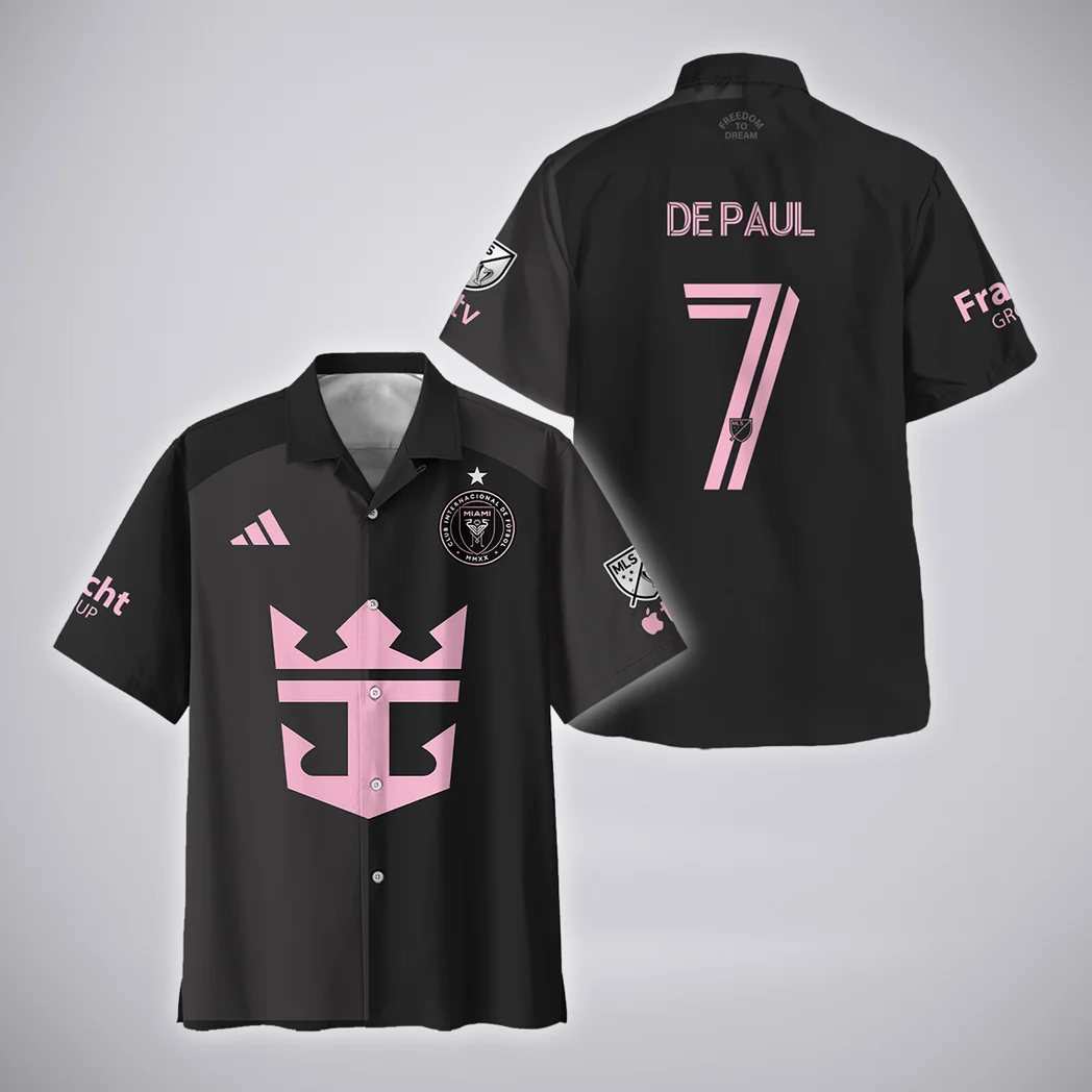 Rodrigo De Paul Inter Miami Hawaiian Shirt Champions MLS 2025, Stadium Energy Button Shirt HVN1420RD