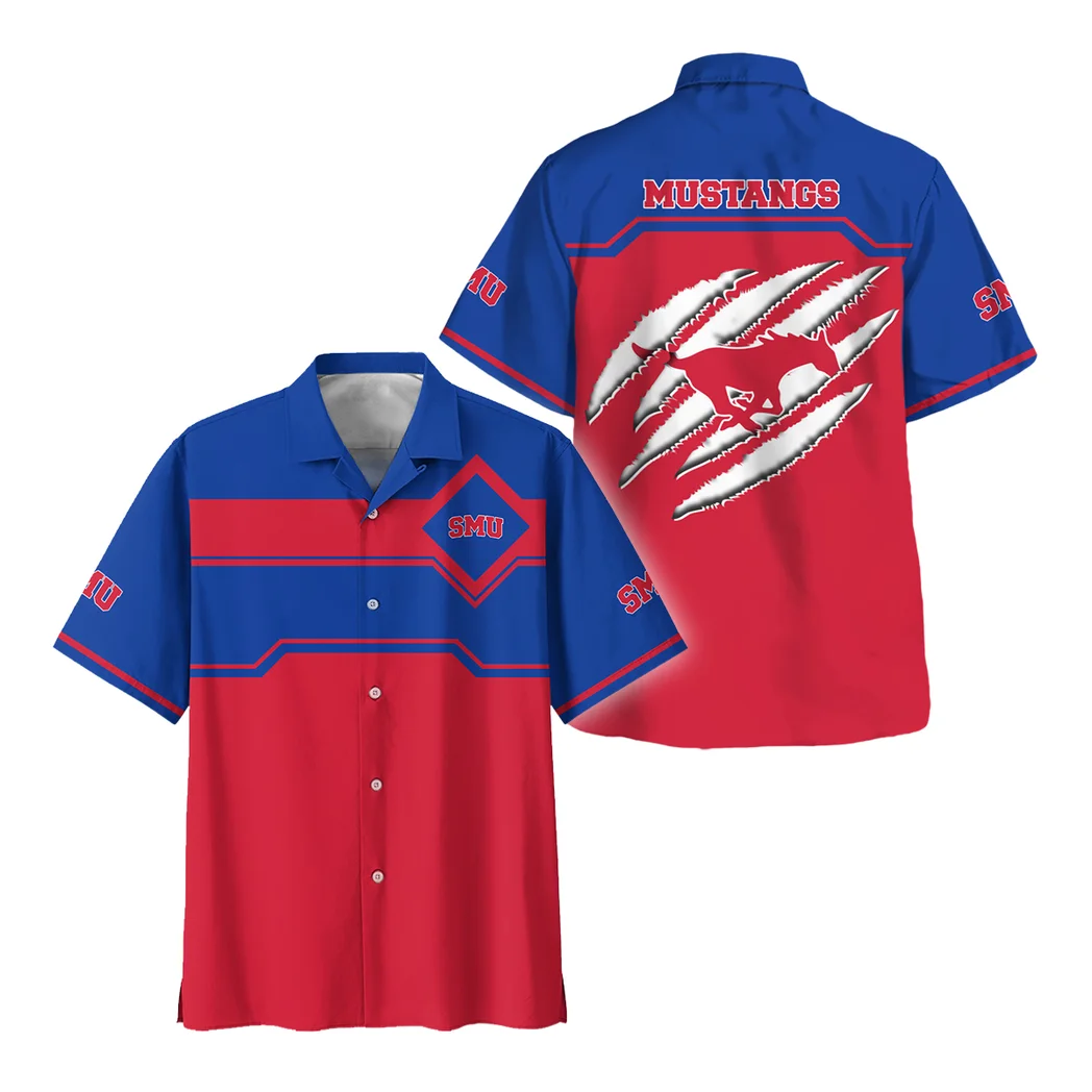 SMU Mustangs Hawaiian Shirt Logo Print, Tropical Match Day Shirt HVN1469SM