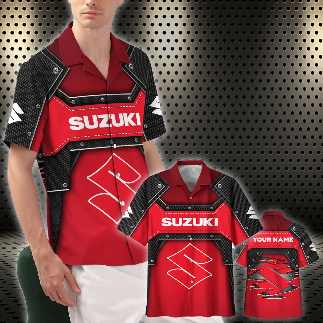 Suzuki Hawaiian Shirt, Hot Rod Button Shirt HVN1401SU