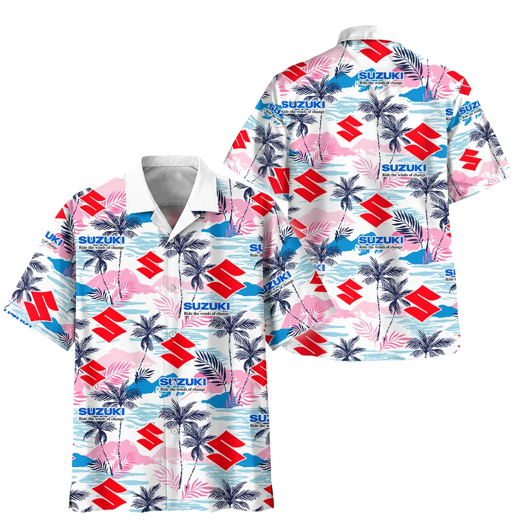 Suzuki Hawaiian Shirt Logo Print, Auto Fan Button Shirt HVN1538SU