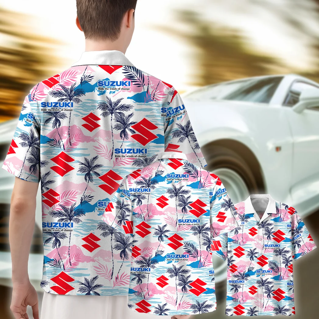 Suzuki Hawaiian Shirt Logo Print, Auto Fan Button Shirt HVN1538SU