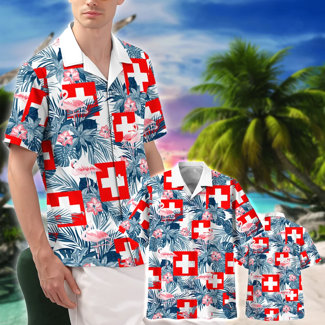 Switzerland Hawaiian Shirt FIFA World Cup 26 Tropical Style, Tropical Supporter Button Shirt HVN1587SW