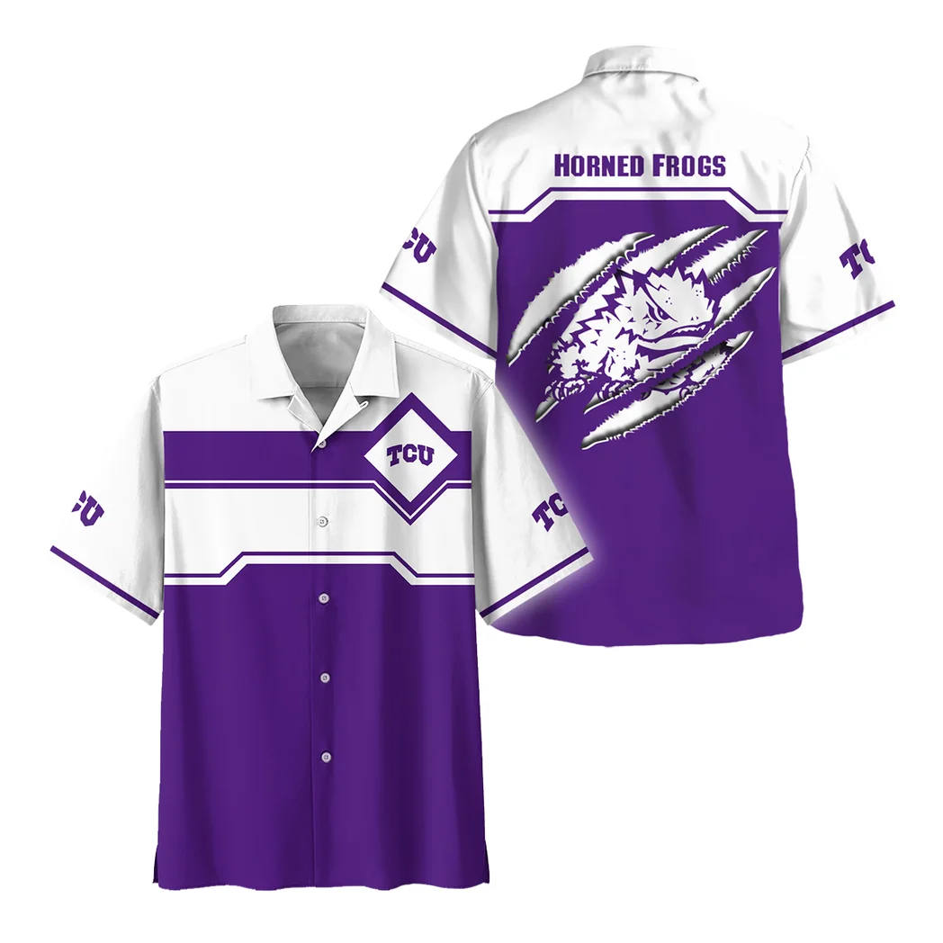 TCU Horned Frogs Hawaiian Shirt Logo Print, Celebration Style Button Shirt HVN1469TC