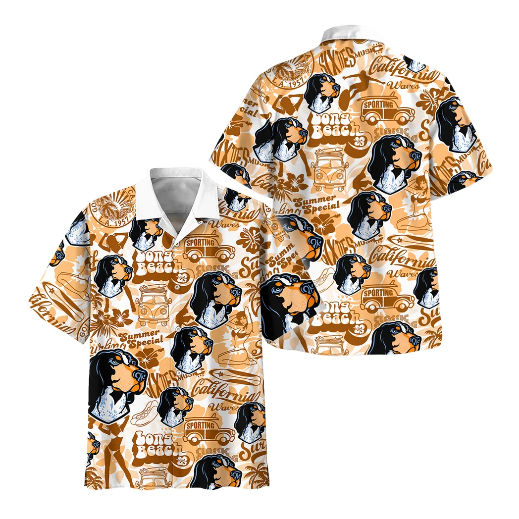 Tennessee Volunteers Hawaiian Shirt Logo Print, Tropical Supporter Button Shirt HVN1467TV