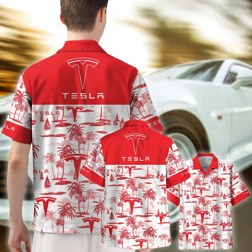 Tesla Hawaiian Shirt Exclusive Logo, Road-Trip Ready Button Shirt HVN1534TE
