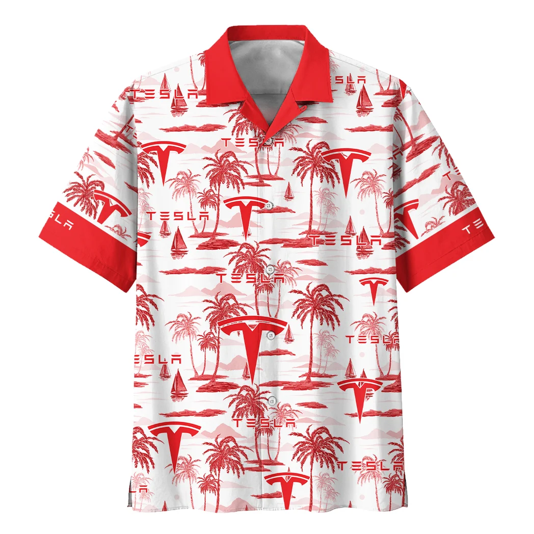 Tesla Hawaiian Shirt Exclusive Logo, Road-Trip Ready Button Shirt HVN1534TE