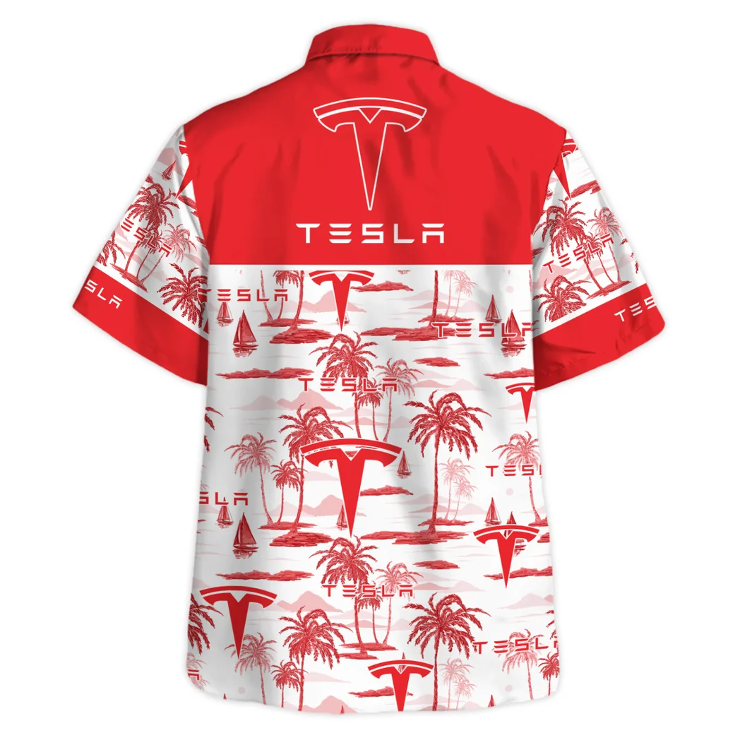 Tesla Hawaiian Shirt Exclusive Logo, Road-Trip Ready Button Shirt HVN1534TE