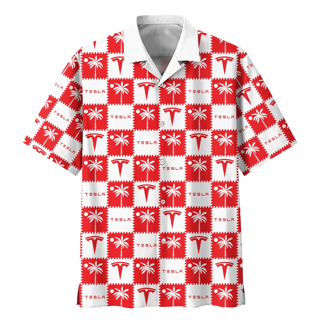 Tesla Hawaiian Shirt Logo Exclusive, Performance Gear Button Shirt HVN1540TE
