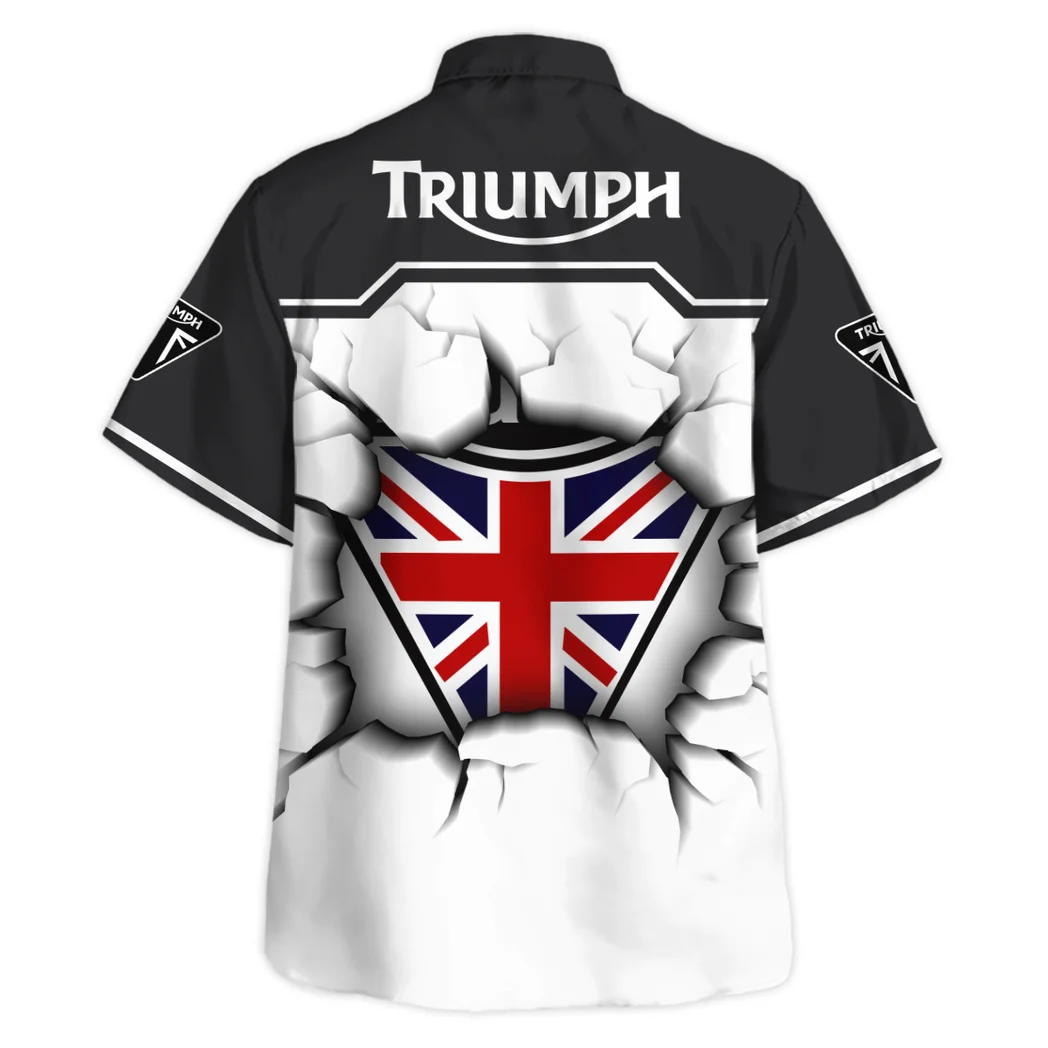 Triumph Motorcycle Hawaiian Shirt, Chrome Wave Button Shirt HVN1400TM