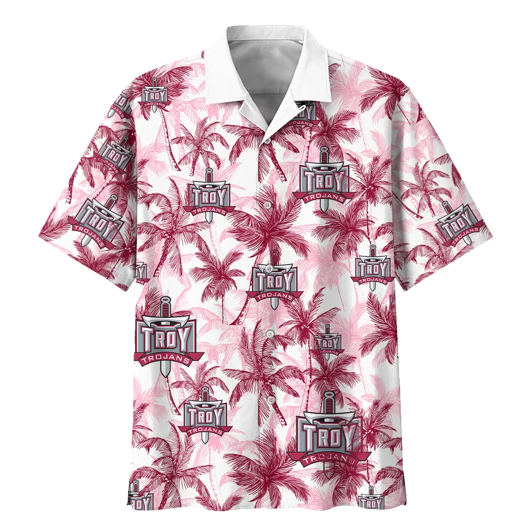 Troy Trojans Hawaiian Shirt Logo Print, Game Day Button Shirt HVN1468TT