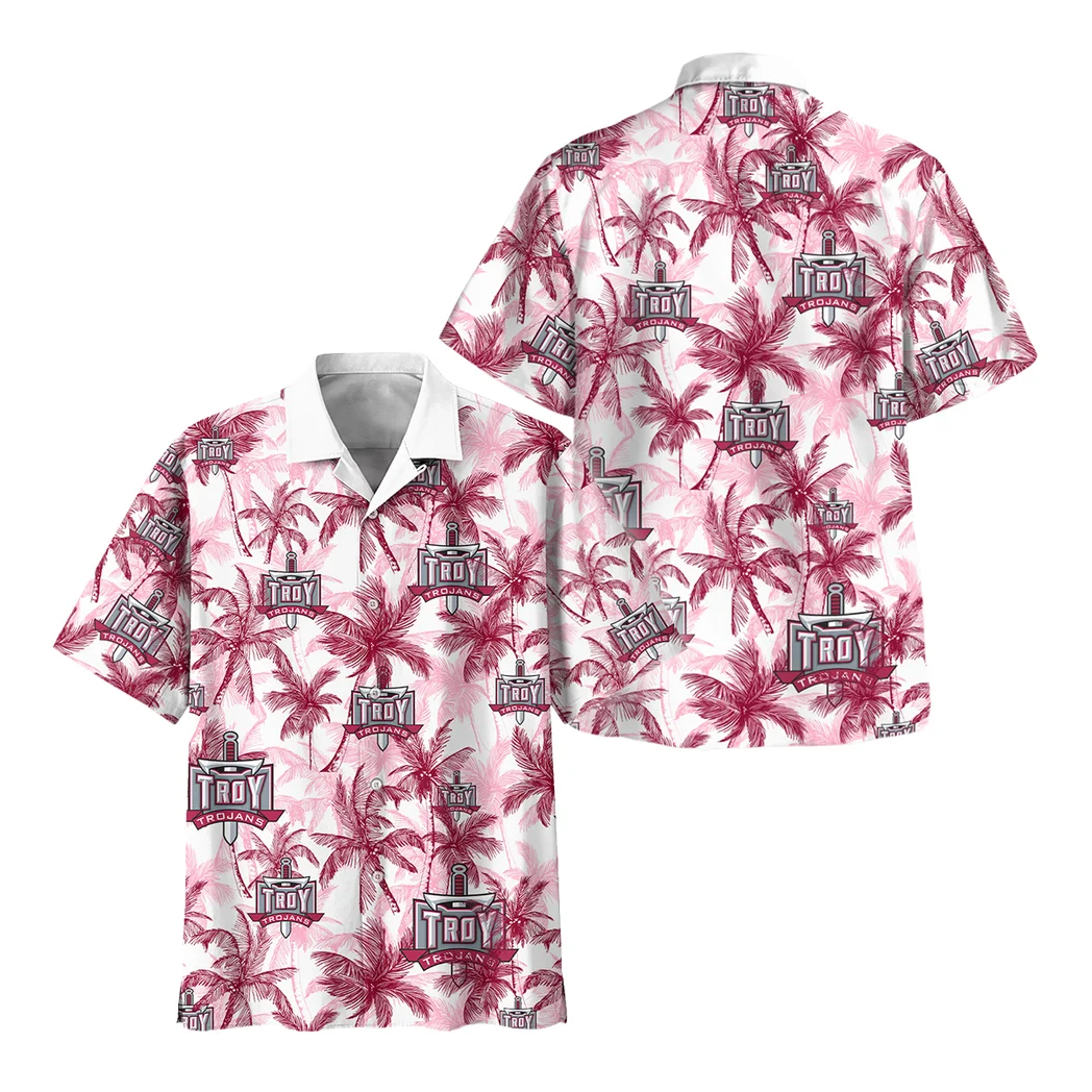 Troy Trojans Hawaiian Shirt Logo Print, Game Day Button Shirt HVN1468TT