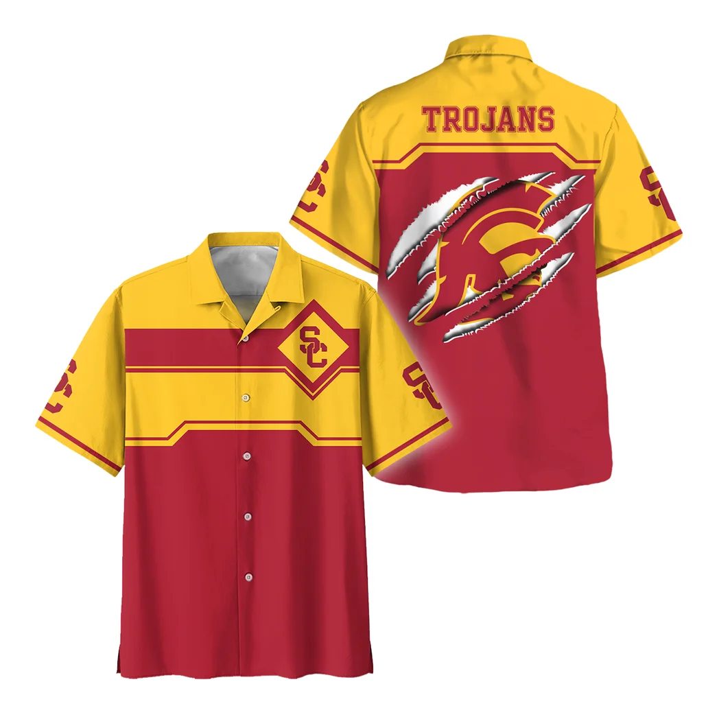 USC Trojans Hawaiian Shirt Logo Print, Everyday Spirit Button Shirt HVN1469US