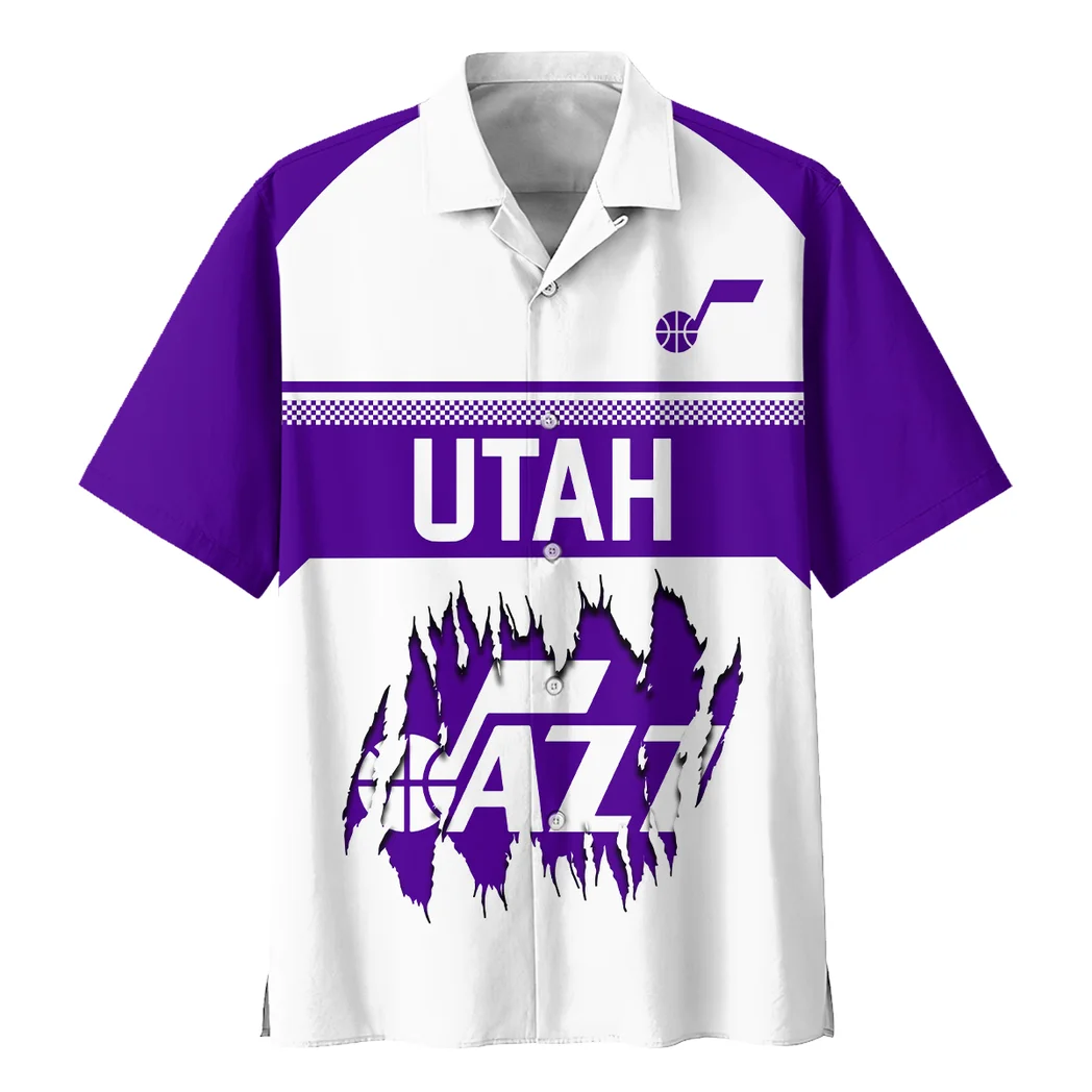 Utah Jazz Hawaiian Shirt Logo Print, Game Day Button Shirt HVN1528UJ