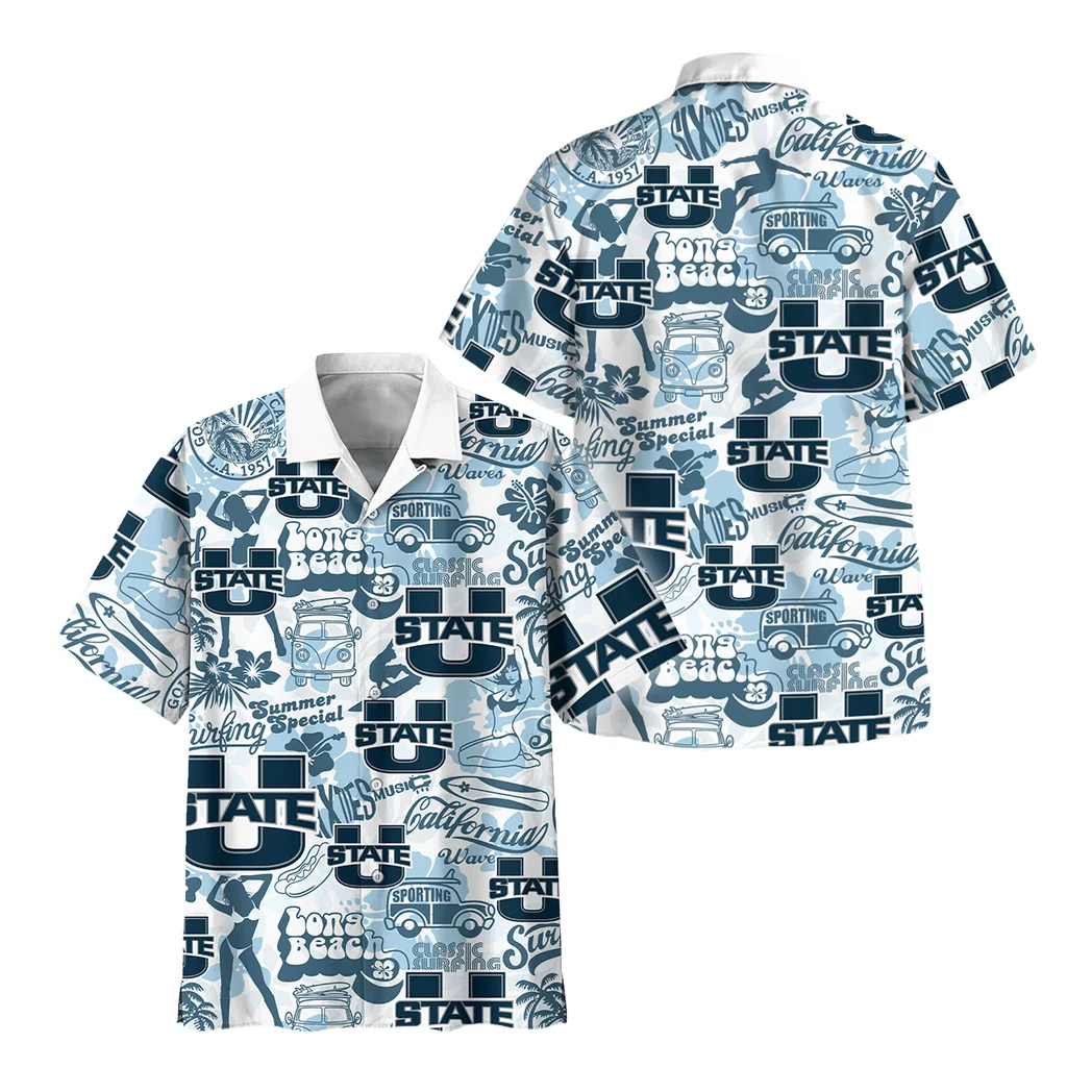 Utah State Aggies Hawaiian Shirt Logo Print, Bold Supporter Button Shirt HVN1467US