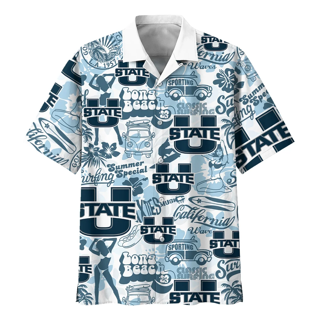 Utah State Aggies Hawaiian Shirt Logo Print, Bold Supporter Button Shirt HVN1467US