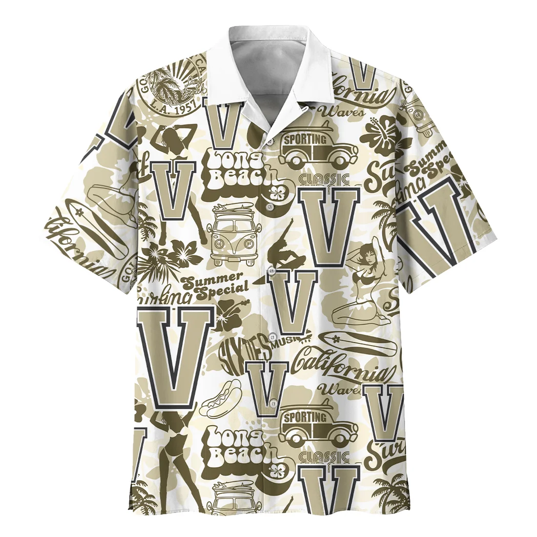 Vanderbilt Commodores Hawaiian Shirt Logo Print, Fan Lifestyle Button Shirt HVN1467VC